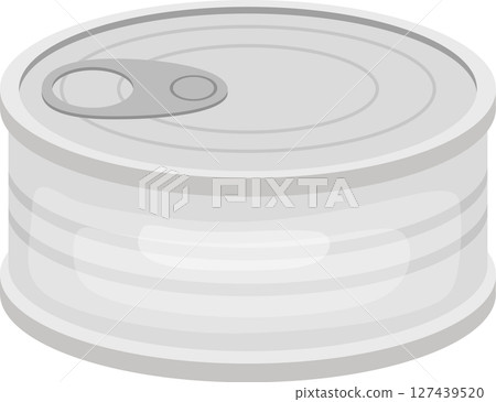 Sealed silver can with a pull tab, often used for preserving food products. 127439520