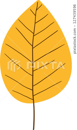 Stylized illustration of a vibrant yellow leaf against a black background. Stylized illustration of a vibrant yellow leaf against a black background. 127439596