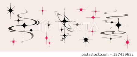 Y2k aesthetic star shapes set for tattoo design Y2k aesthetic star shapes set for tattoo design 127439682