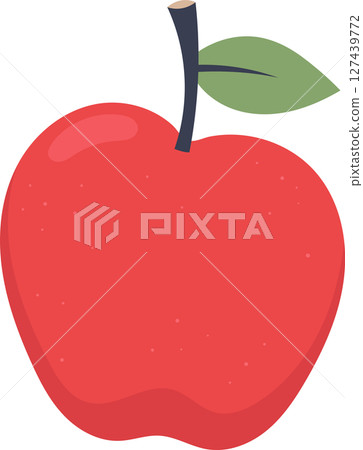 Cartoon illustration of a red apple with a stem and leaf, isolated. Cartoon illustration of a red apple with a stem and leaf, isolated. 127439772