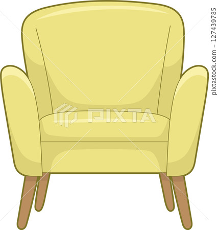 Illustration of a cheerful, welcoming yellow upholstered armchair image. 127439785
