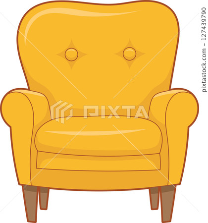 Comfortable Yellow Cartoon Armchair with Wingback Design and Button Details Comfortable Yellow Cartoon Armchair with Wingback Design and Button Details 127439790