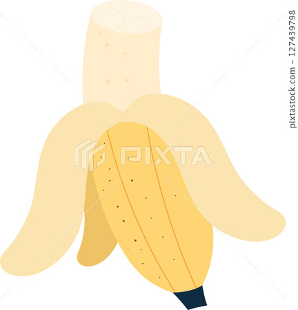 Illustration of a partially peeled banana, with a yellow fruit showing. 127439798