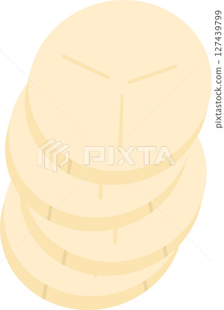 Stack of sliced bananas in a bright, playful style graphic illustration 127439799
