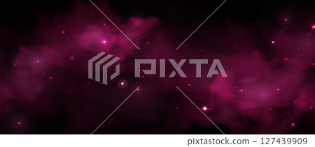 Cosmic pink nebula with smoke and sparkle stars 127439909