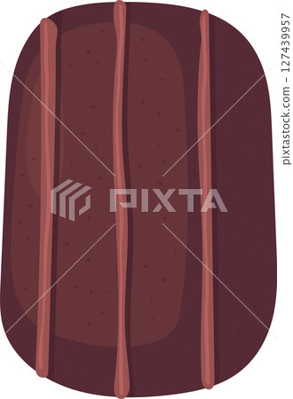 Stylized loaf with dark crust and lighter colored vertical striations. 127439957