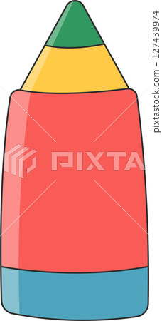 Stylized colorful pencil illustration on black background for design projects. 127439974