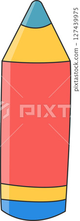 Stylized multicolored pencil icon, featuring a red body and blue tip. Stylized multicolored pencil icon, featuring a red body and blue tip. 127439975