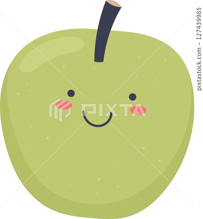Happy apple cartoon character illustration with a smiling face and blushing cheeks. 127439985