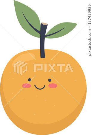 Cheerful fruit character with leaves, a delightful and vibrant illustration. 127439989