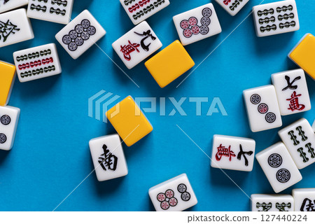 mahjong tiles lined up mahjong tiles lined up 127440224