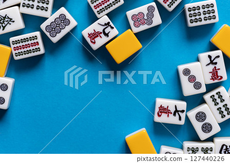 mahjong tiles lined up mahjong tiles lined up 127440226