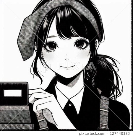 笑容燦爛的日本年輕女性插畫！ 10多歲、20多歲、30多歲、40多歲的年輕一代！打工AIOL 127440383