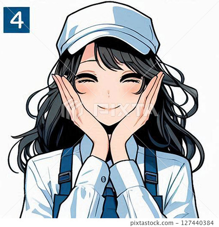 笑容燦爛的日本年輕女性插畫！ 10多歲、20多歲、30多歲、40多歲的年輕一代！打工AIOL 127440384