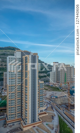 June 8 2025 Modern Residential Complex and Construction Site Amid Hill 127440606