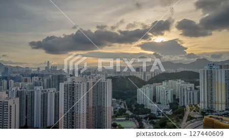 June 8 2025 Development Scene Featuring Construction Cranes and Skyscrapers 127440609