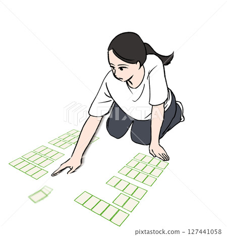 一名婦女在歌留多比賽中付帳的插畫素材 一名婦女在歌留多比賽中付帳的插畫素材 127441058