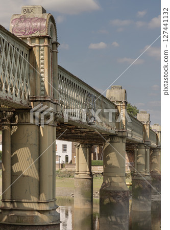 Architectural splendour of Kew Railway Bridge or Lattice girder bridge (Strand-on-the-Green Railway Bridge). Architectural splendour of Kew Railway Bridge or Lattice girder bridge (Strand-on-the-Green Railway Bridge). 127441132