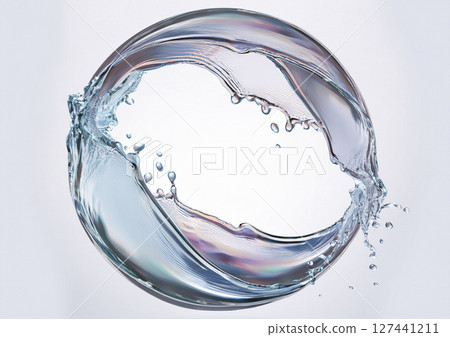 由水滴製成的戒指，白色背景上的彩虹光 127441211