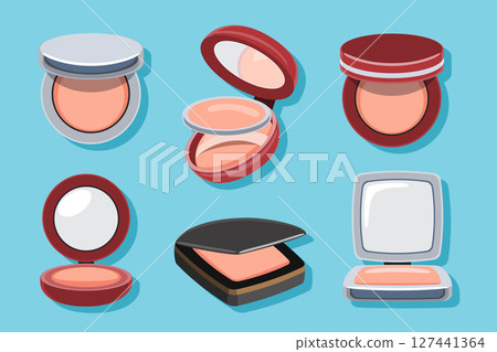 Set of Compact Face Powders Makeup Cosmetic Illustration 127441364