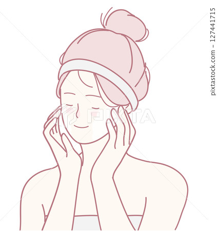 Engaging in a relaxing skincare routine with a gentle touch can offer immense benefits 127441715