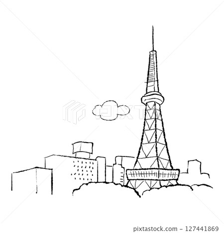 Nagoya's famous spot, Nagoya TV Tower, illustration 127441869