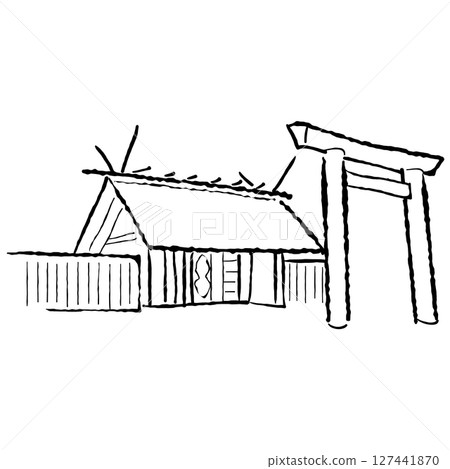 Nagoya famous place Atsuta Shrine illustration Nagoya famous place Atsuta Shrine illustration 127441870