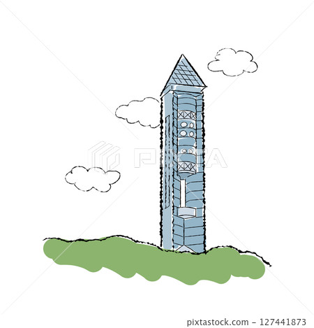 Nagoya landmark Higashiyama Sky Tower illustration 127441873
