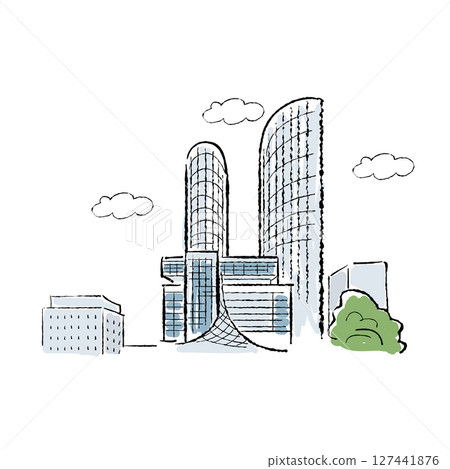 Nagoya's famous Central Towers illustration Nagoya's famous Central Towers illustration 127441876