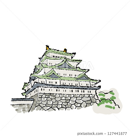 Nagoya famous place Nagoya Castle illustration Nagoya famous place Nagoya Castle illustration 127441877