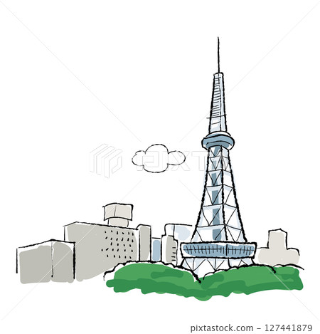 Nagoya's famous spot, Nagoya TV Tower, illustration 127441879
