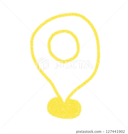 Hand-drawn simple location icon illustration Yellow material Crayon style 127441902