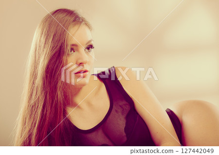 Pensively girl. 127442049