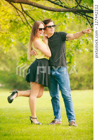 Happy couple in park 127442212