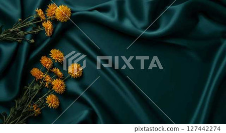 black silk with the flowers 127442274