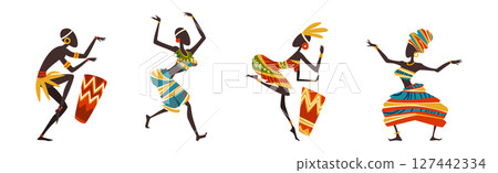 African People Dancing Ethnic Dance Moving Body Vector Set African People Dancing Ethnic Dance Moving Body Vector Set 127442334