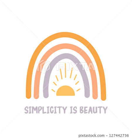 Boho rainbow with sun and simplicity is beauty Boho rainbow with sun and simplicity is beauty 127442736