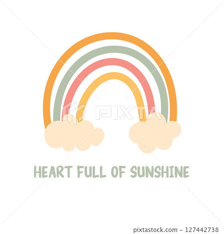 Boho rainbow with clouds and sunshine message Boho rainbow with clouds and sunshine message 127442738
