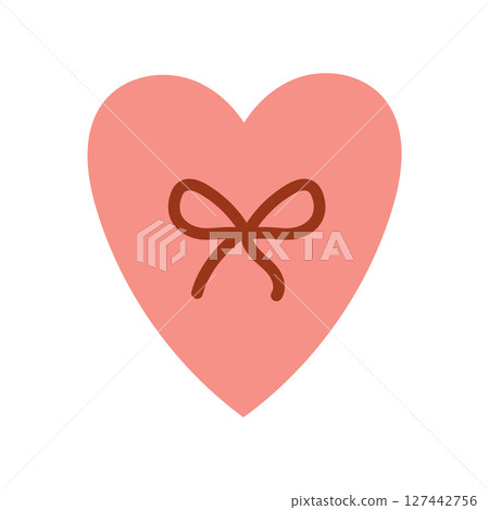 Boho pink heart with decorative bow illustration in flat style 127442756