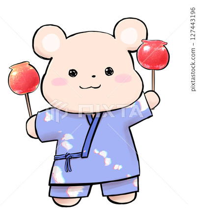 穿著浴衣享受節慶的熊角色 127443196