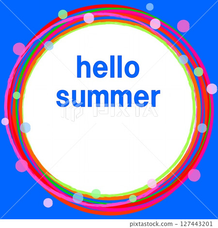你好夏天 你好夏天 相框 圓點 藍色 你好夏天 你好夏天 相框 圓點 藍色 127443201