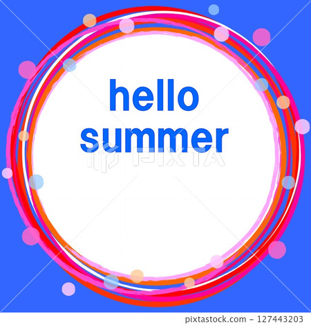 你好夏天 你好夏天 相框 圓點 藍色 你好夏天 你好夏天 相框 圓點 藍色 127443203