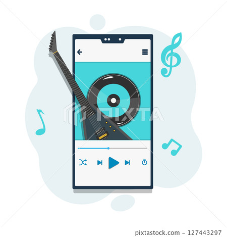 Mobile Music App With Retro Vinyl Style Mobile Music App With Retro Vinyl Style 127443297