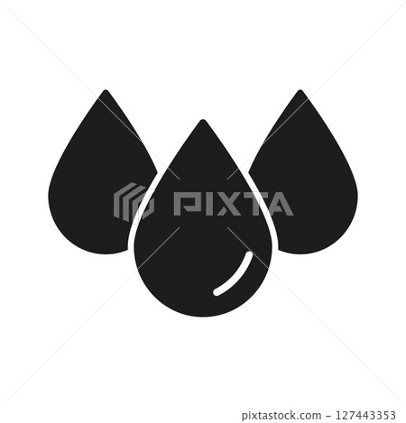 Three Water Droplets Solid Icon. Hydration, Purity, And Liquid Symbol. Water Conservation And Eco-Friendly Concept Silhouette. Isolated Vector Illustration 127443353