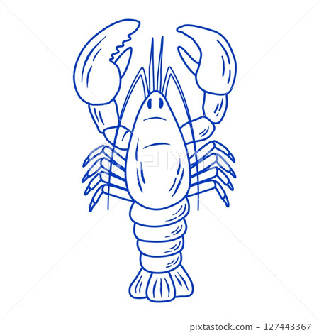 Hand drawn lobster vector illustration. Doodle crayfish seafood isolated. La dolce vita italy retro style 127443367