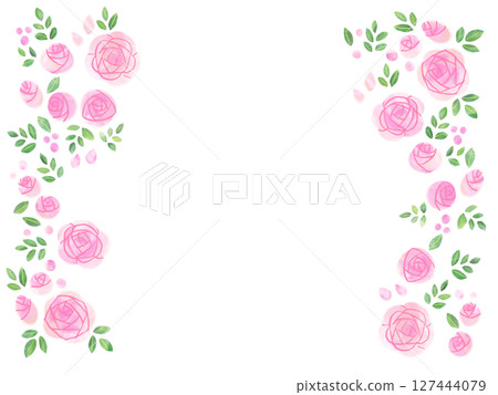 水彩風格手繪玫瑰插畫框時尚的背景素材 水彩風格手繪玫瑰插畫框時尚的背景素材 127444079