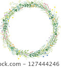 Embroidery style wildflower wreath illustration 127444246
