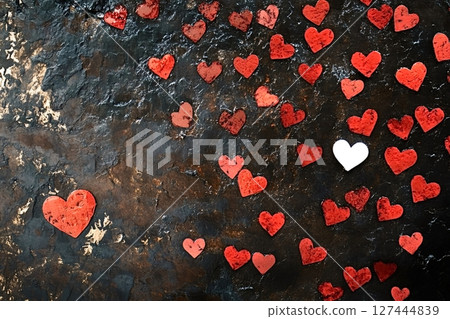 Red and white hearts creating romantic valentine's day background 127444839