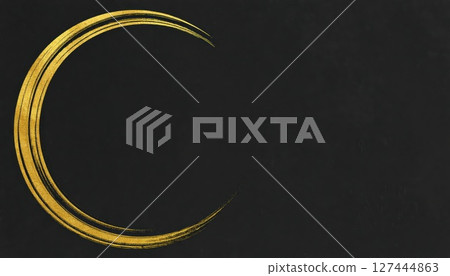 AI image: A gold circle drawn with a brush on a black background 127444863