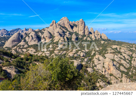 Beautiful view of the mountain of Montserrat in Catalonia, Spain Beautiful view of the mountain of Montserrat in Catalonia, Spain 127445667